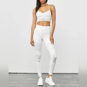 ALO Moto Yoga White Glossy High-Waist Leggings